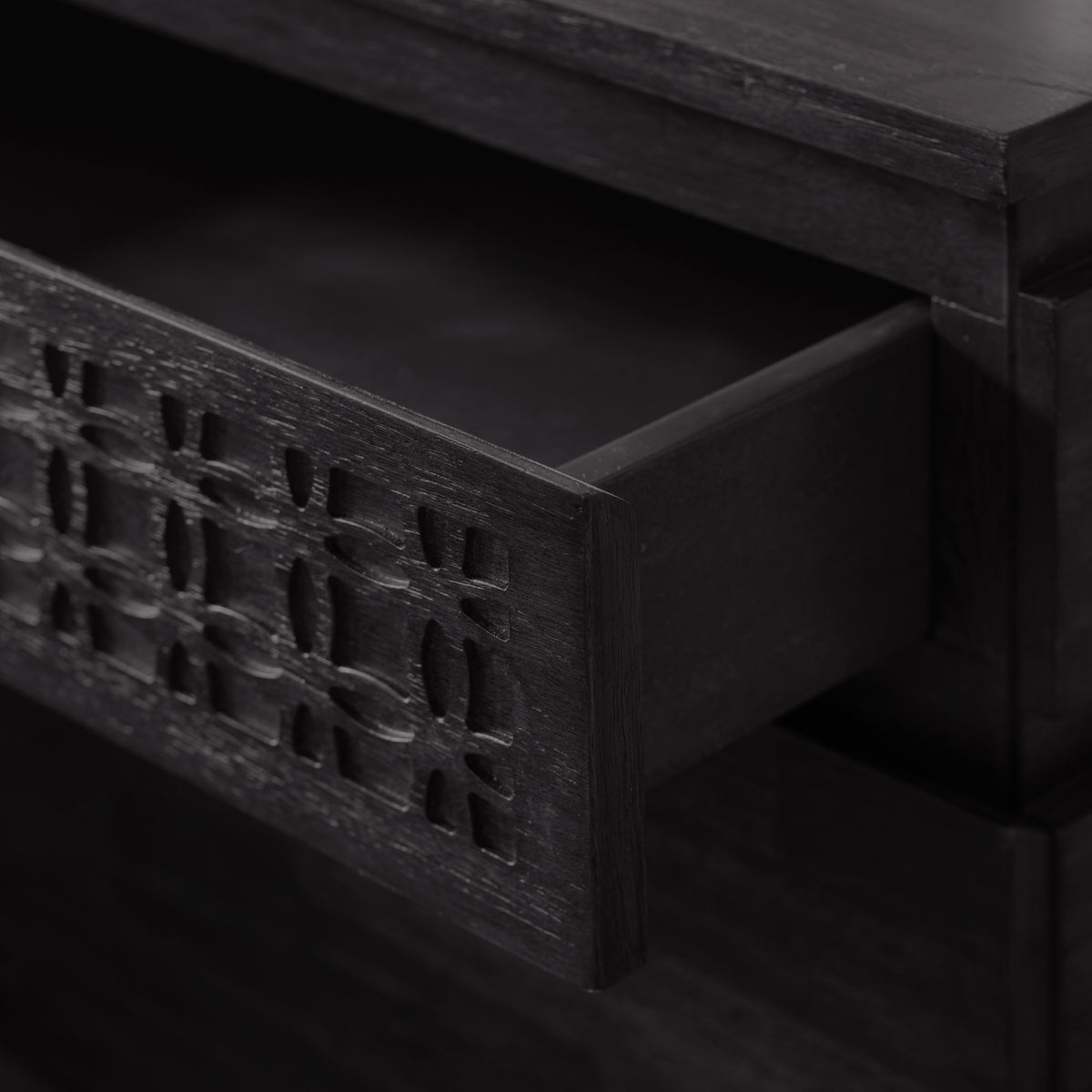 Boho Boutique Bedside 2 Drawer Chest – Black Mango – 2 Drawers (view 3)