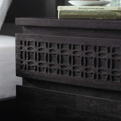 Boho Boutique Bedside 2 Drawer Chest – Black Mango – 2 Drawers (view 4)