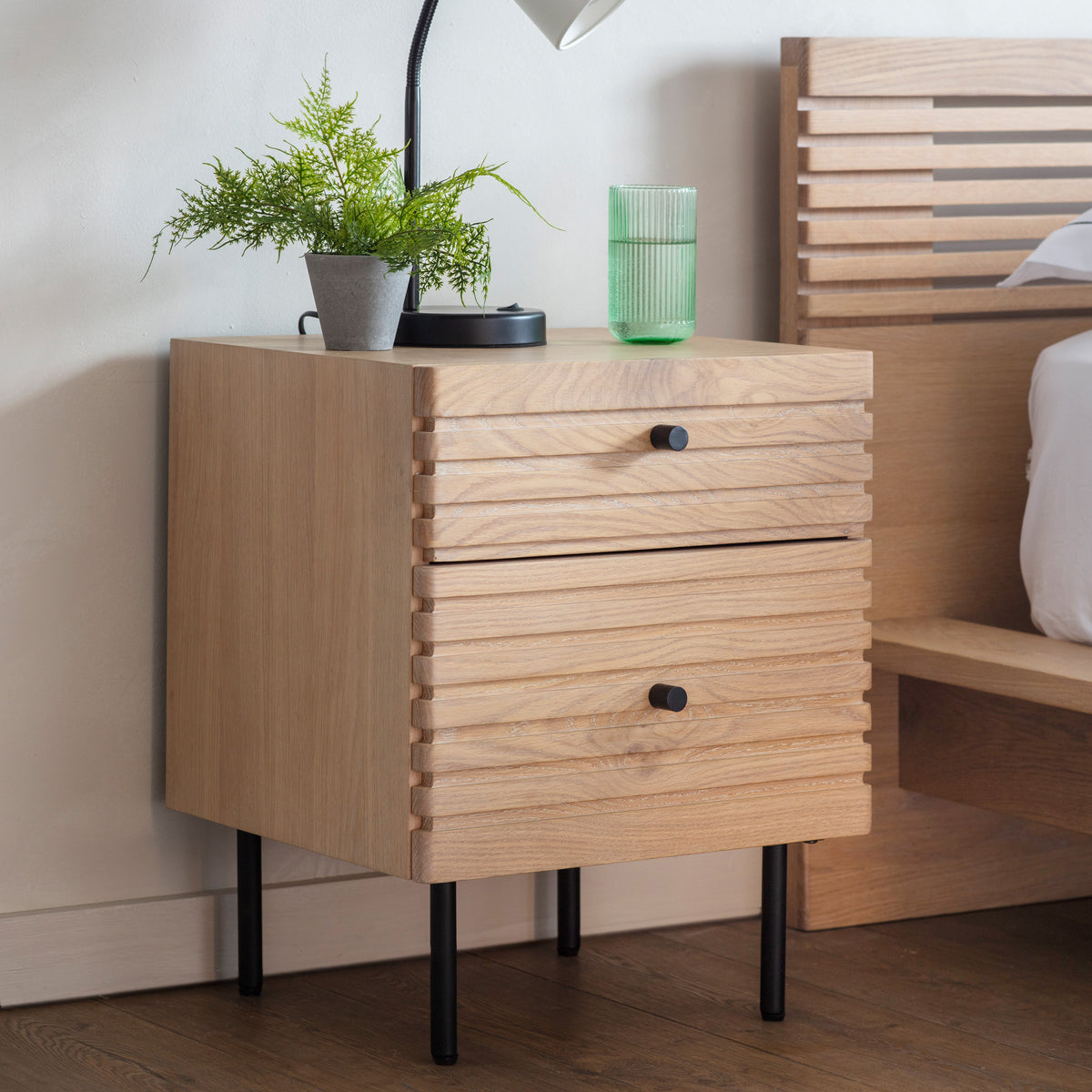 Okayama 2 Drawer Bedside – Natural Oak – 2 Drawers (view 2)
