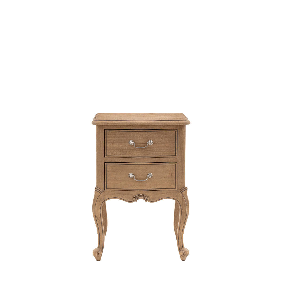 Chic Bedside Table Weathered – Light Wood Mindy Ash – 2 Drawers