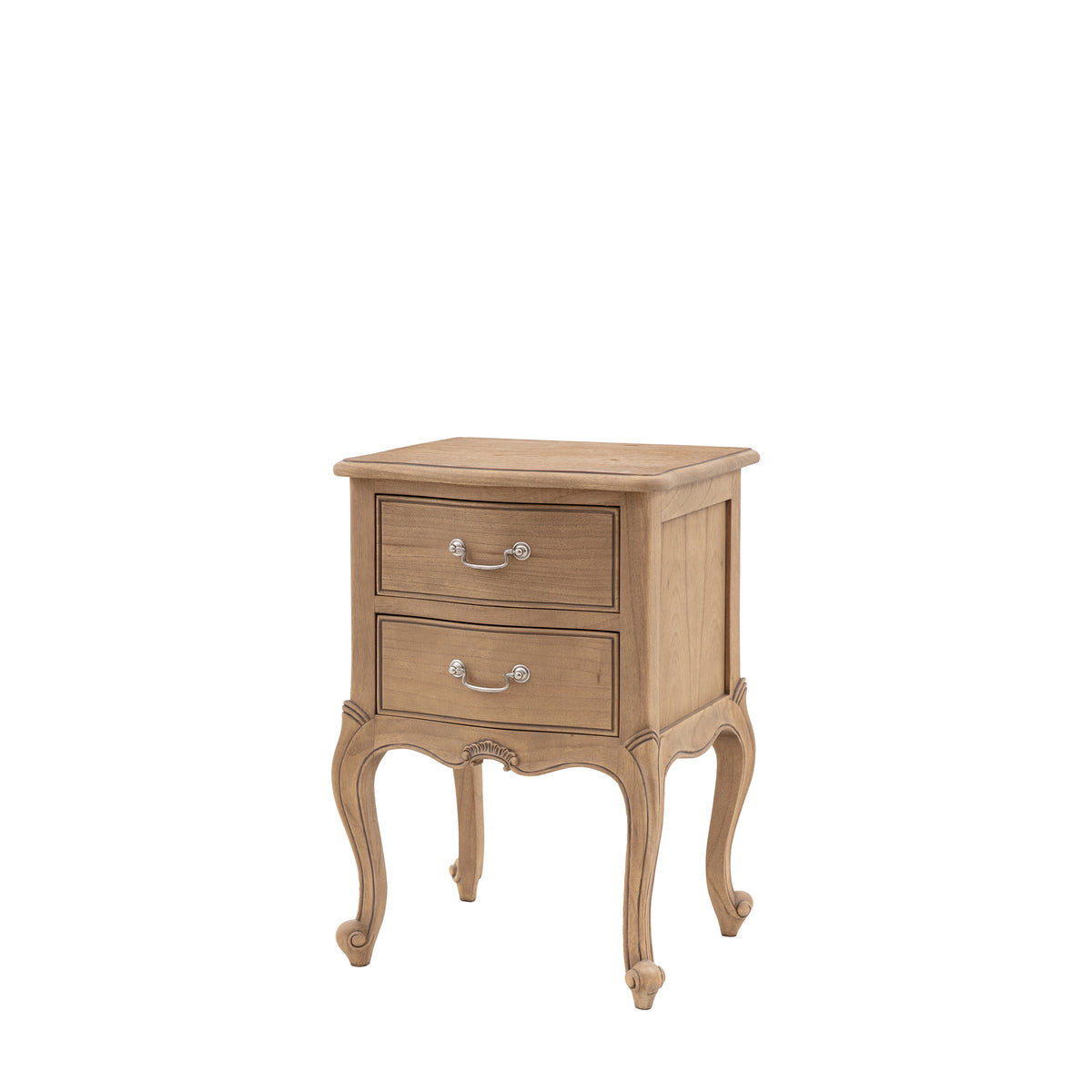 Chic Bedside Table Weathered – Light Wood Mindy Ash – 2 Drawers (view 5)