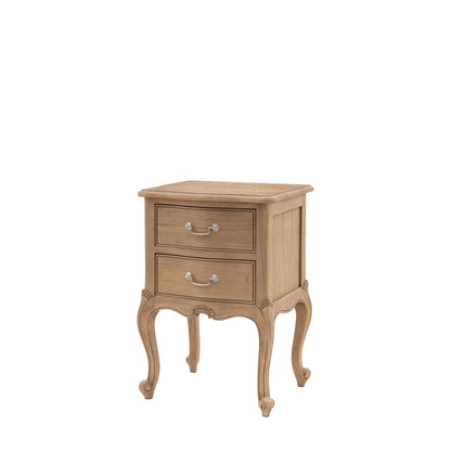 Chic Bedside Table Weathered – Light Wood Mindy Ash – 2 Drawers (view 5)
