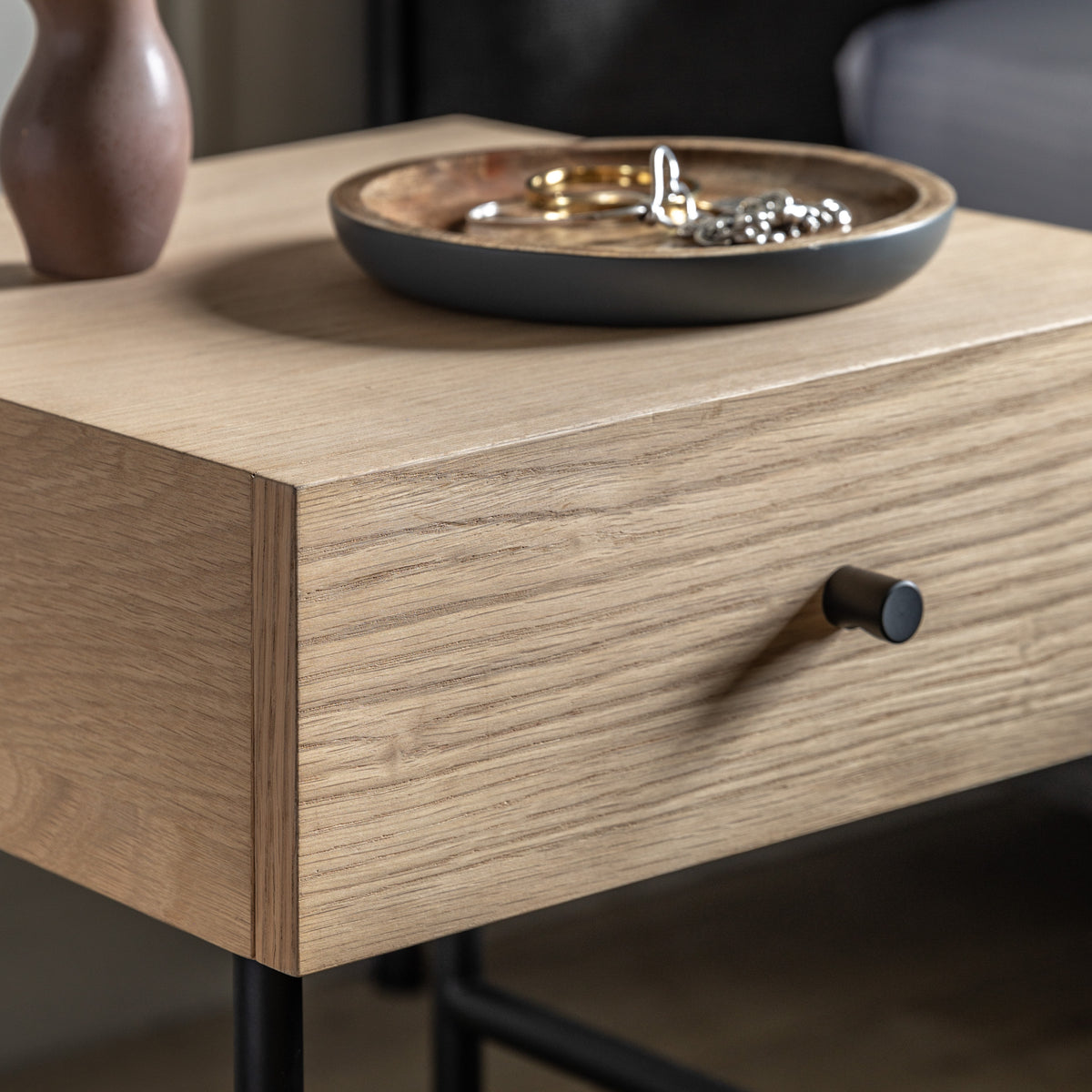 Ashdown 1 Drawer Bedside Natural – Natural MDF Melamine – 1 Drawer (view 3)
