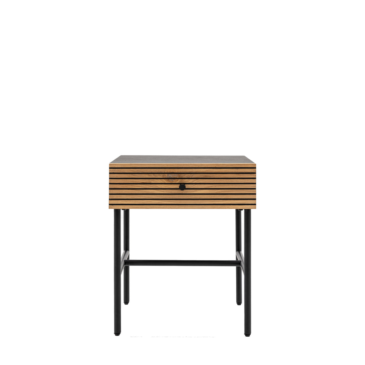Hyland 1 Drawer Bedside – Black MDF Melamine – 1 Drawer
