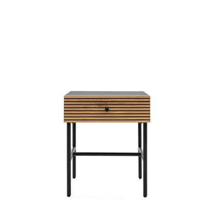 Hyland 1 Drawer Bedside – Black MDF Melamine – 1 Drawer
