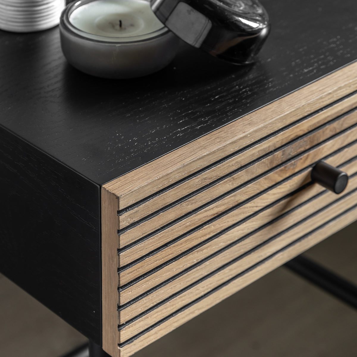 Hyland 1 Drawer Bedside – Black MDF Melamine – 1 Drawer (view 4)
