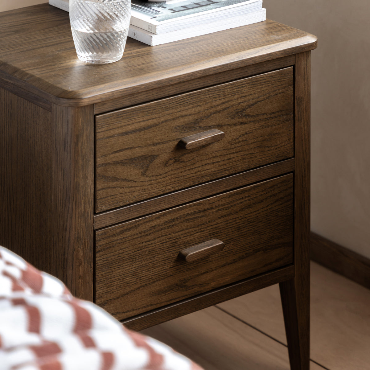 Camden 2 Drawer Bedside Walnut – Brown MDF – 2 Drawers (view 3)