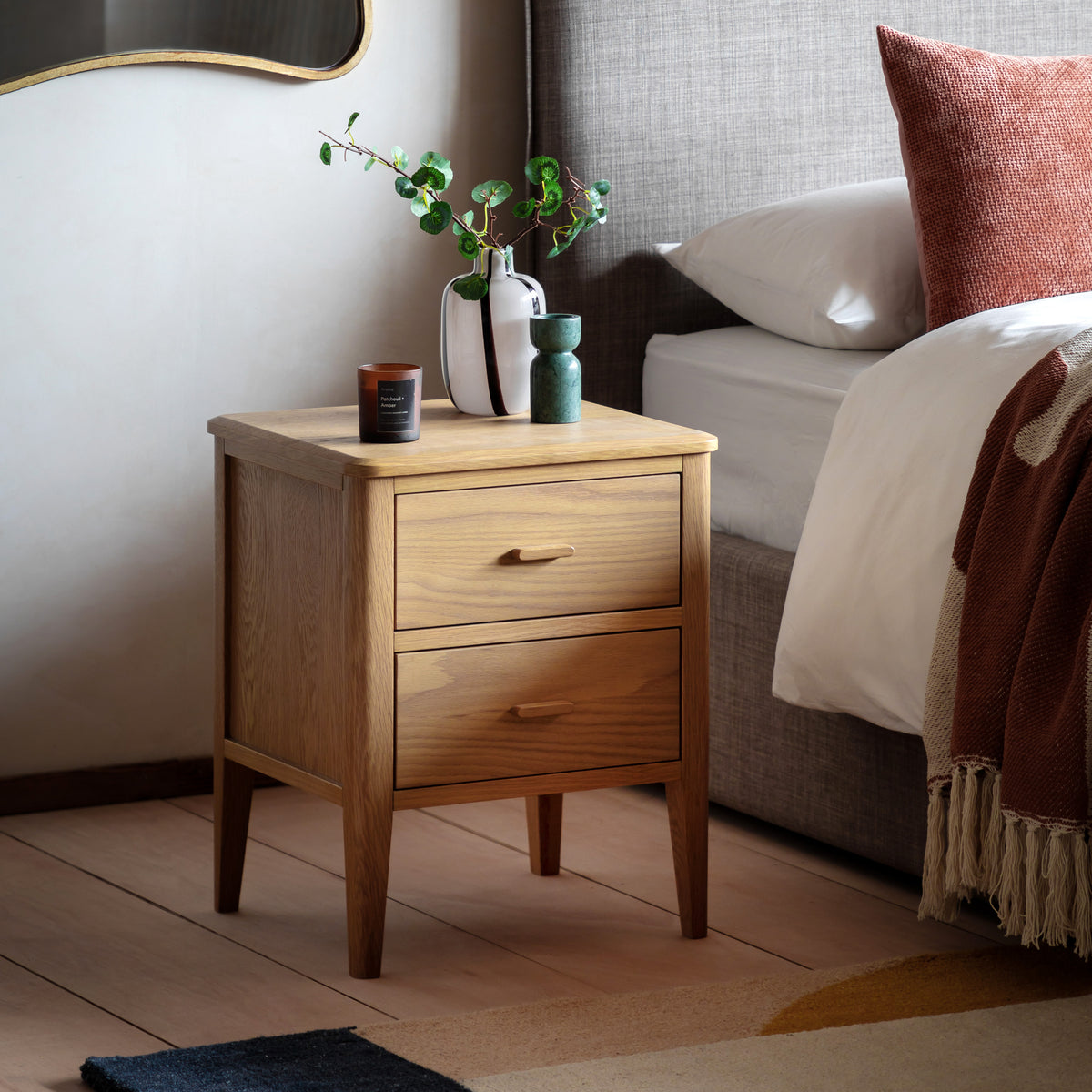 Camden 2 Drawer Bedside Natural – Natural MDF – 2 Drawers (view 2)