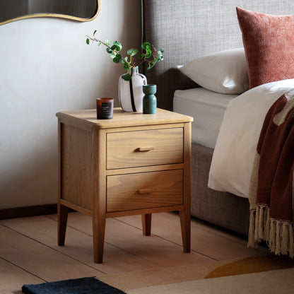 Camden 2 Drawer Bedside Natural – Natural MDF – 2 Drawers (view 2)