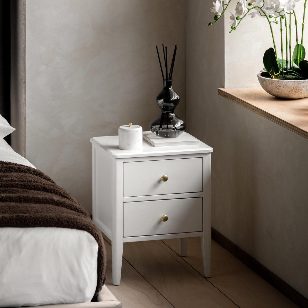 Acton 2 Drawer Bedside White – White MDF – 2 Drawers (view 2)