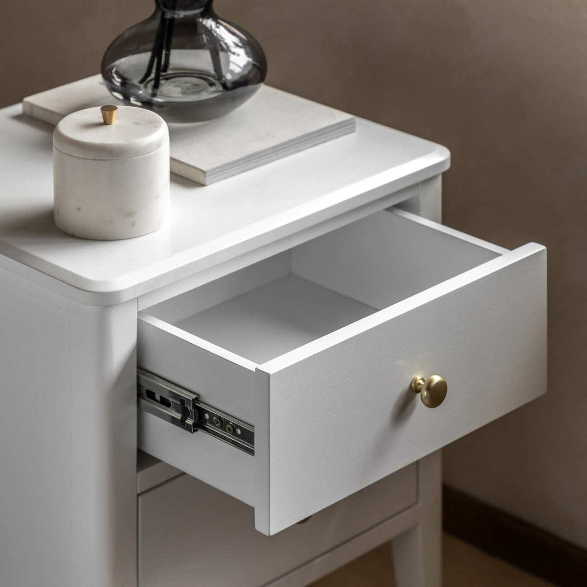 Acton 2 Drawer Bedside White – White MDF – 2 Drawers (view 4)