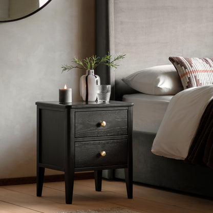 Acton 2 Drawer Bedside Black – Black MDF – 2 Drawers (view 2)