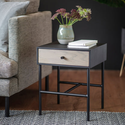 Carbury 1 Drawer Bedside Table – Light Wood MDF – 1 Drawer (view 2)