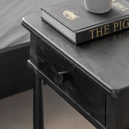 Wycombe 1 Drawer Bedside Black – Black MDF – 1 Drawer (view 3)