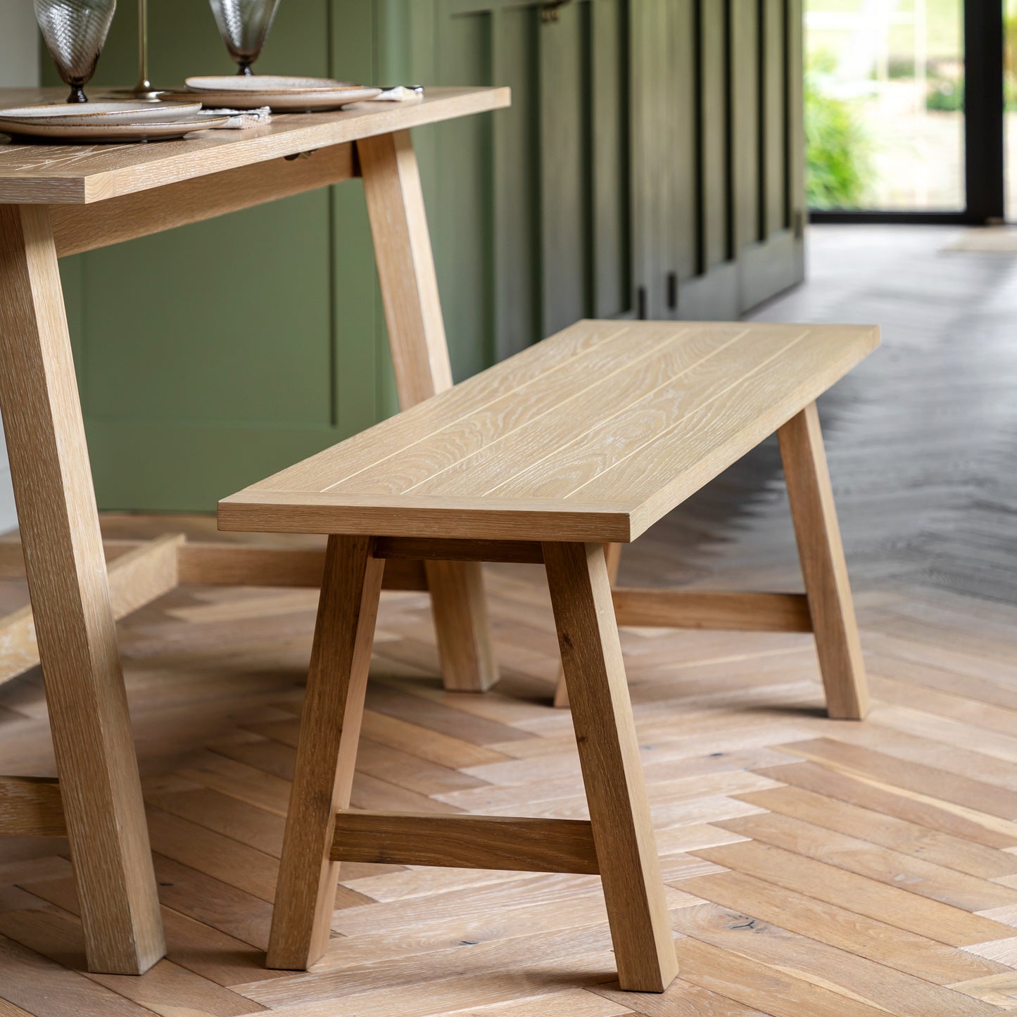 Eton Trestle Dining Bench Natural – Natural