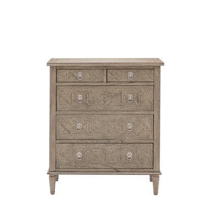 Rustique 5 Drawer Chest – Natural Mindy Ash – 5 Drawers