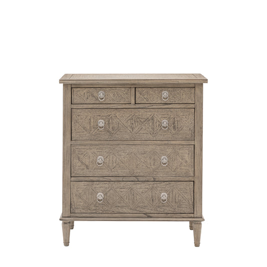 Rustique 5 Drawer Chest – Natural Mindy Ash – 5 Drawers