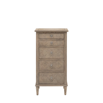 Rustique 5 Drawer Lingerie Chest – Natural Mindy Ash – 5 Drawers