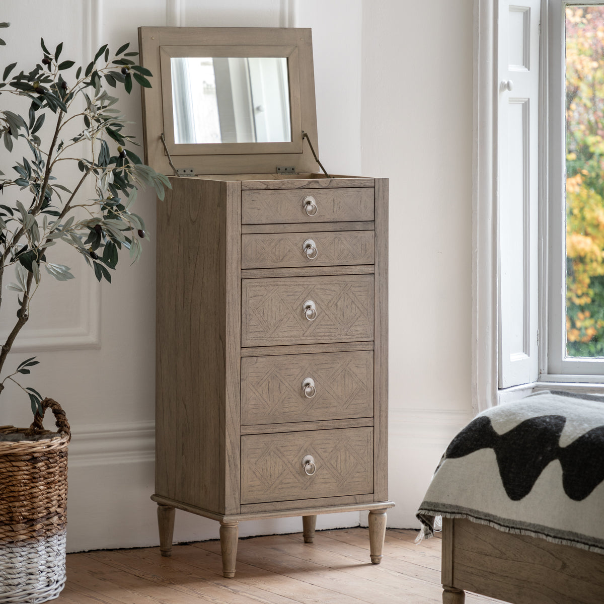 Rustique 5 Drawer Lingerie Chest – Natural Mindy Ash – 5 Drawers (view 5)