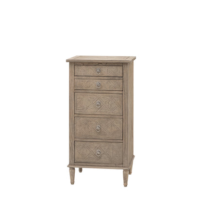 Rustique 5 Drawer Lingerie Chest – Natural Mindy Ash – 5 Drawers (view 6)