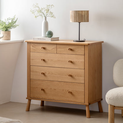 Wycombe 5 Drawer Chest – Light Wood MDF – 5 Drawers (view 2)
