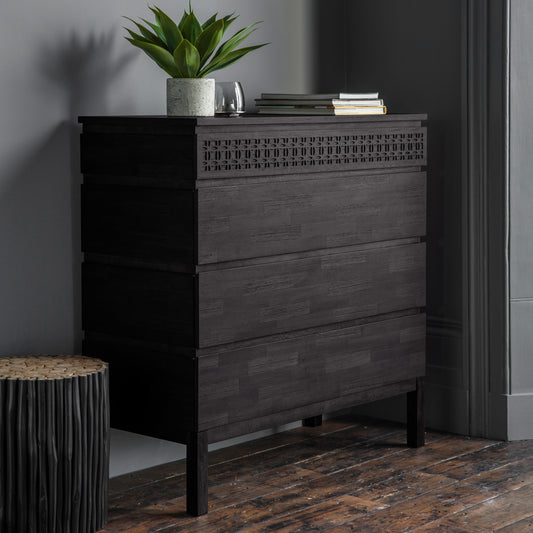 Boho Boutique 4 Drawer Chest – Black Mango – 4 Drawers (view 2)