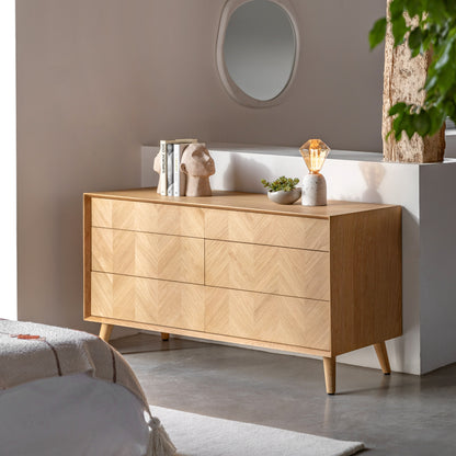Milano 6 Drawer Chest – Light Wood Oak – 6 Drawers (view 2)