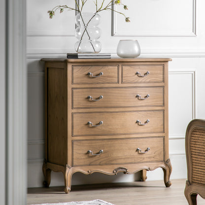 Chic 5 Drawer Chest Weathered – Light Wood Mindy Ash – 5 Drawers (view 2)