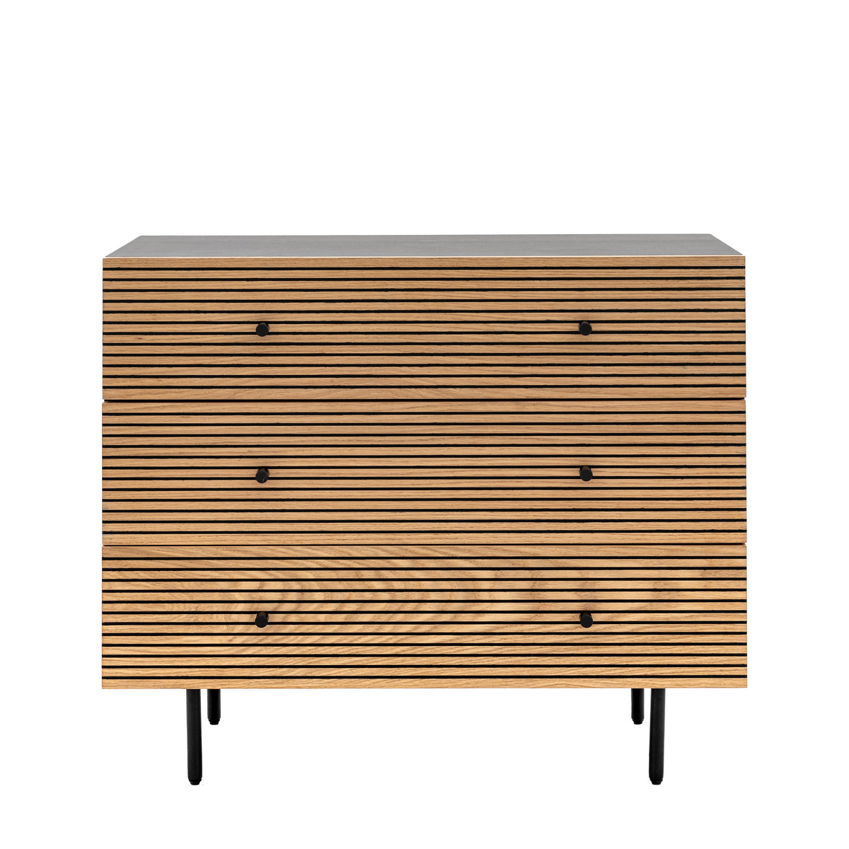 Hyland 3 Drawer Chest – Black MDF Melamine – 3 Drawers