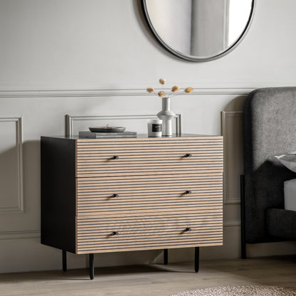 Hyland 3 Drawer Chest – Black MDF Melamine – 3 Drawers (view 2)
