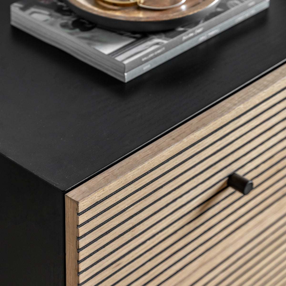 Hyland 3 Drawer Chest – Black MDF Melamine – 3 Drawers (view 3)