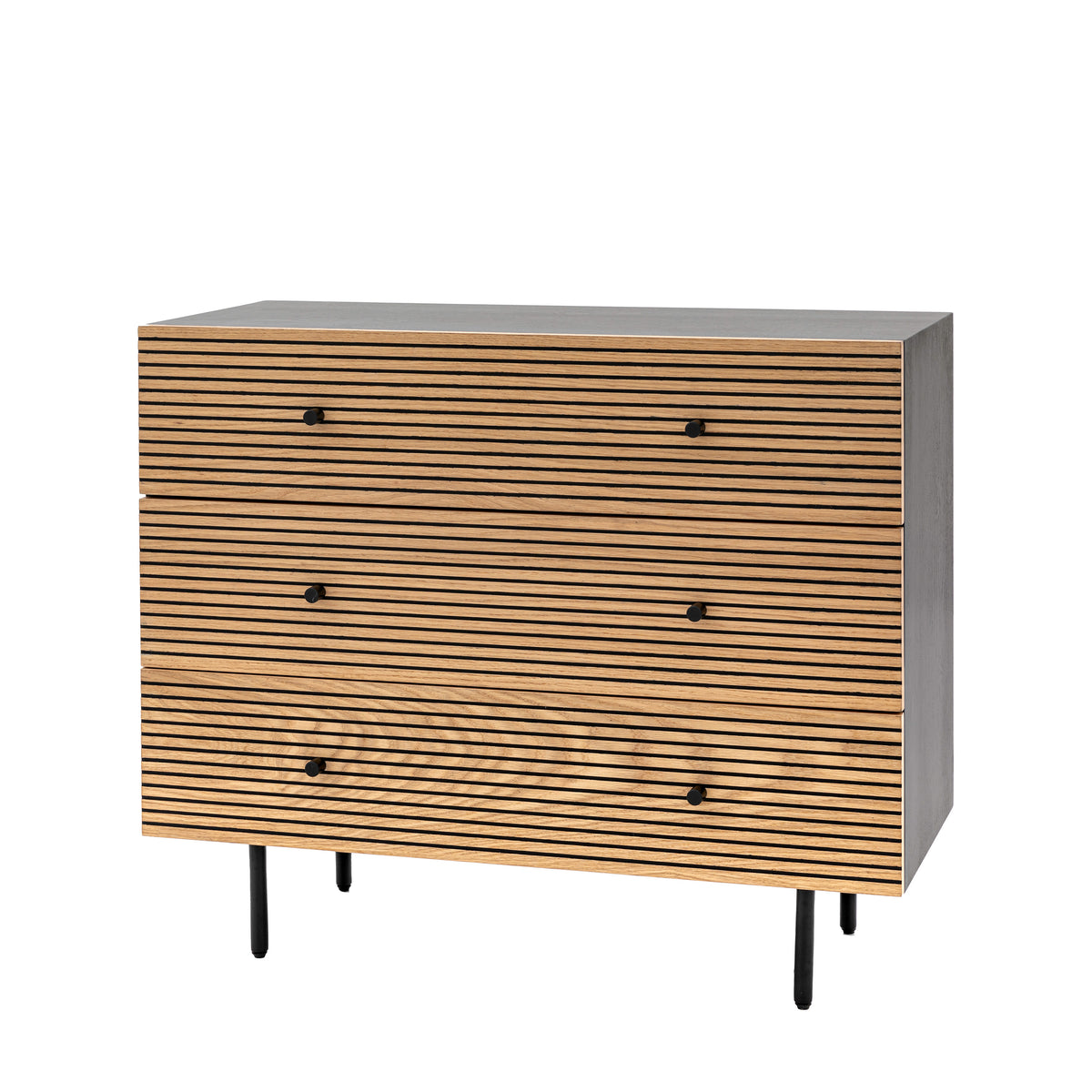 Hyland 3 Drawer Chest – Black MDF Melamine – 3 Drawers (view 5)