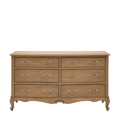 Chic 6 Drawer Chest Weathered – Light Wood Mindi Ash – 6 Drawers