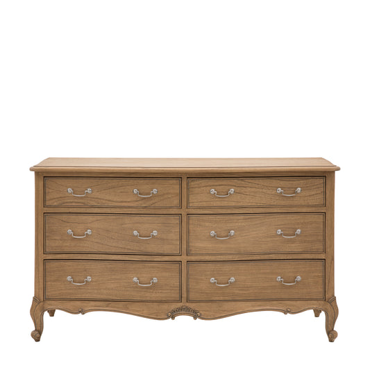 Chic 6 Drawer Chest Weathered – Light Wood Mindi Ash – 6 Drawers