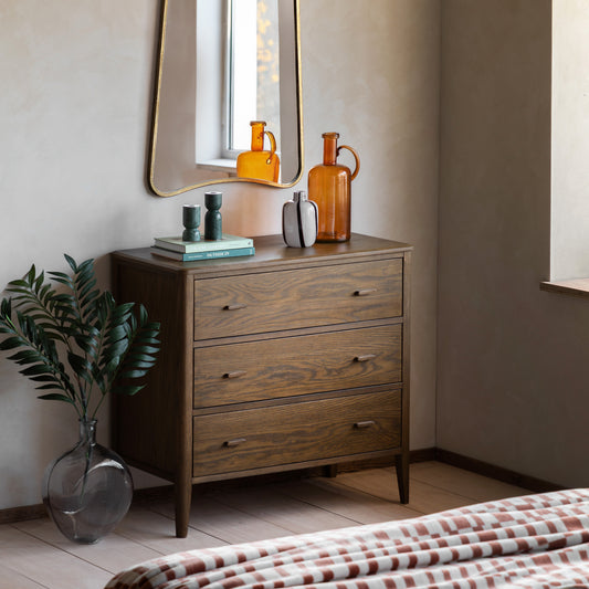 Camden 3 Drawer Chest Walnut – Brown MDF – 3 Drawers (view 2)