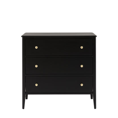 Acton 3 Drawer Chest Black – Black MDF – 3 Drawers