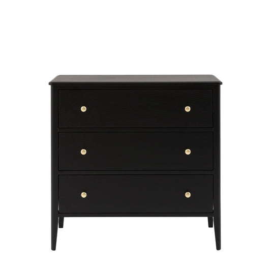Acton 3 Drawer Chest Black – Black MDF – 3 Drawers