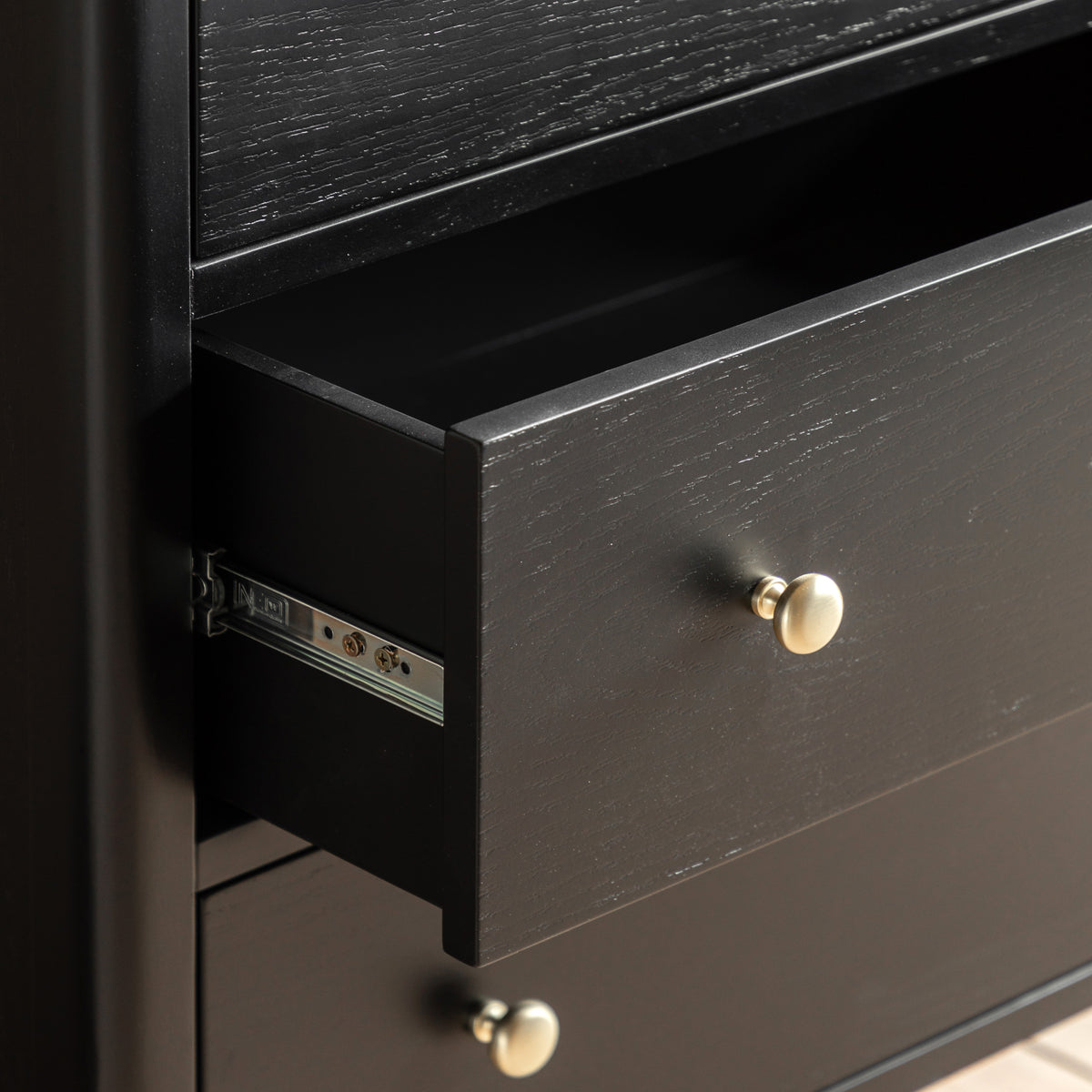 Acton 3 Drawer Chest Black – Black MDF – 3 Drawers (view 4)