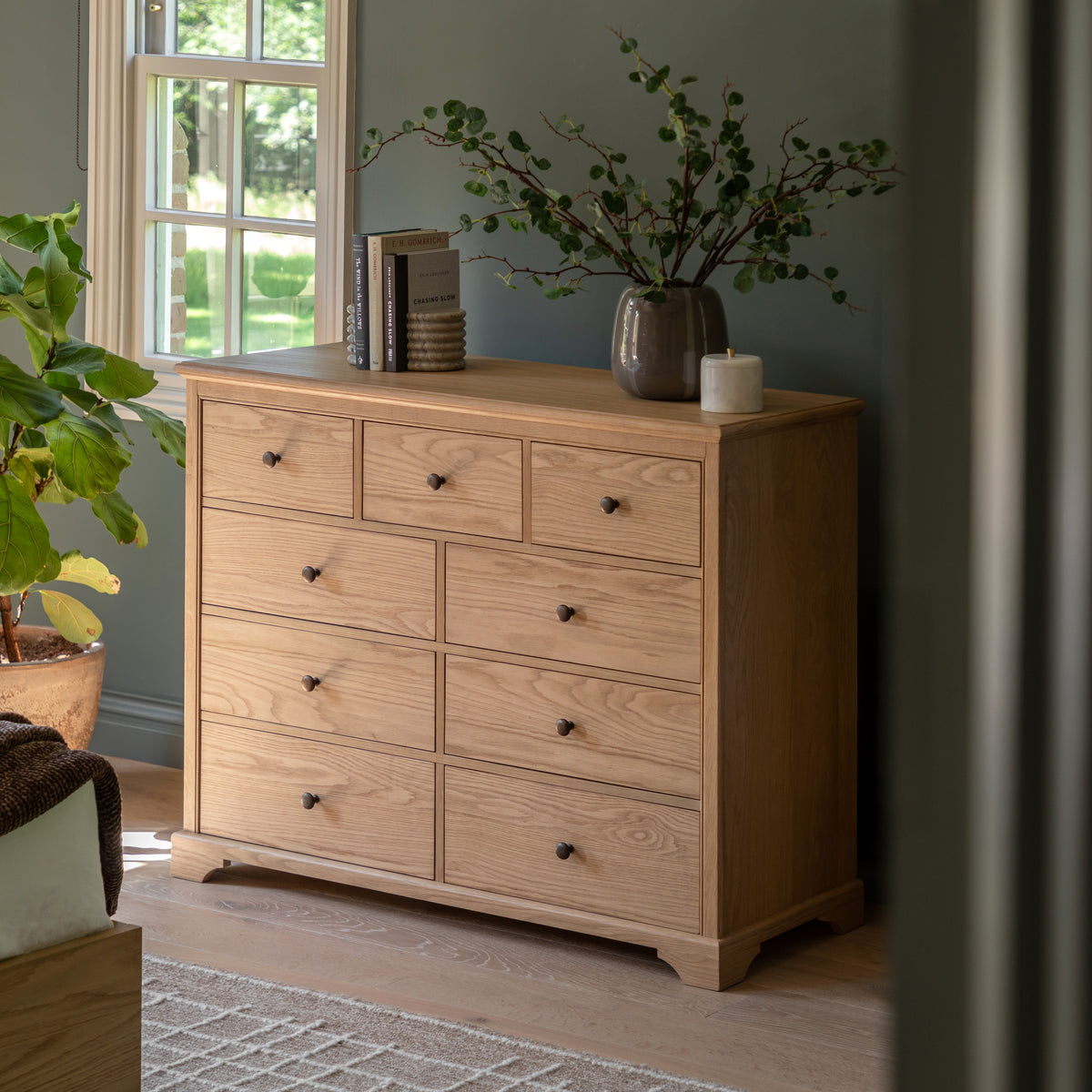Malvern 9 Drawer Chest – Light Wood Oak – 9 Drawers (view 2)