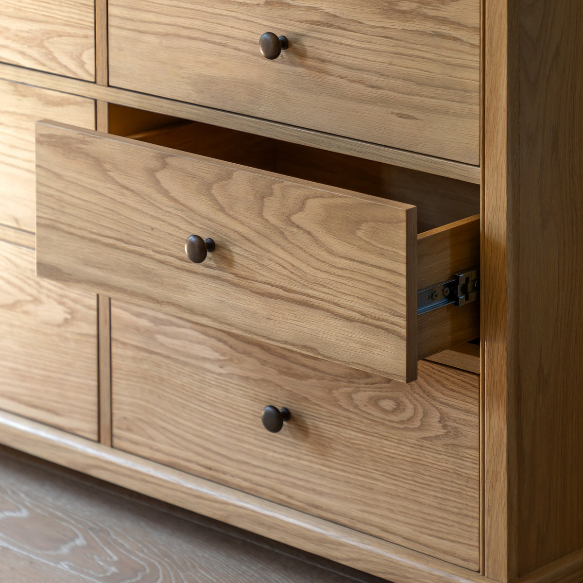 Malvern 9 Drawer Chest – Light Wood Oak – 9 Drawers (view 3)