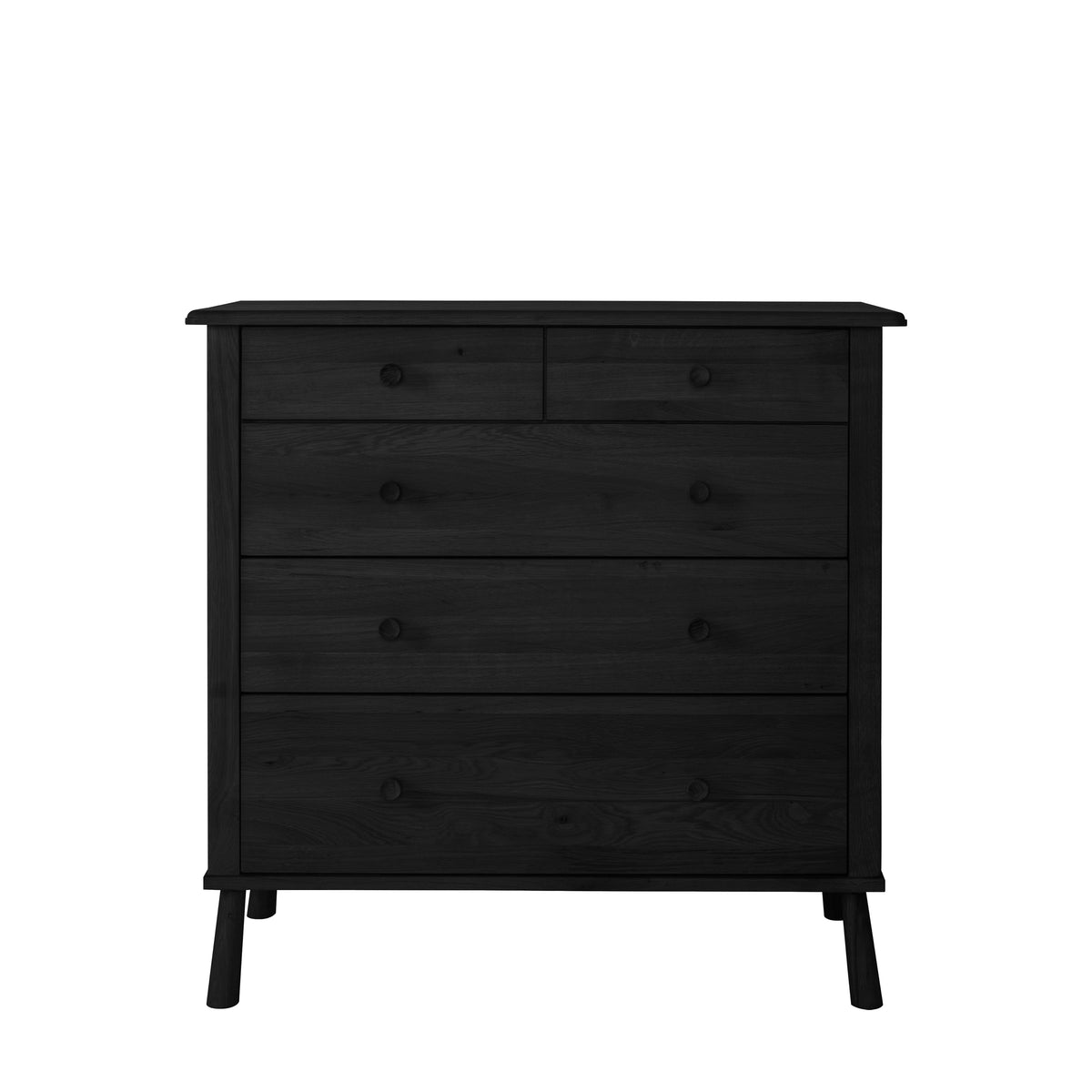Wycombe 5 Drawer Chest Black – Black Solid Oak – 5 Drawers