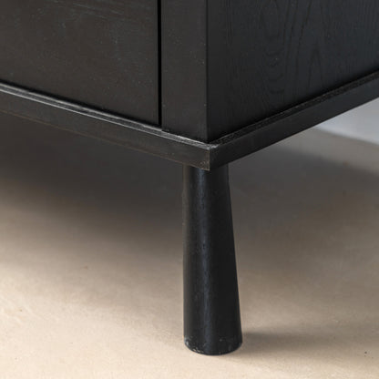 Wycombe 5 Drawer Chest Black – Black Solid Oak – 5 Drawers (view 4)