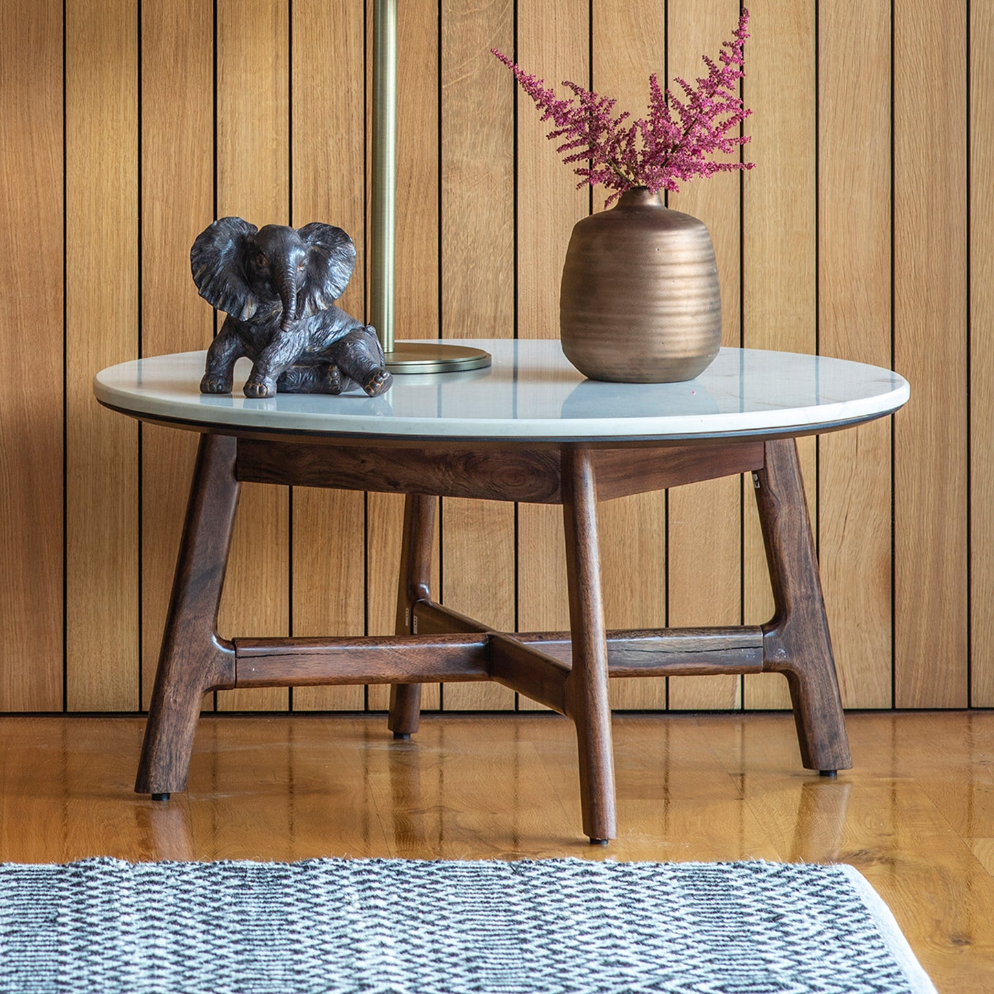 Barcelona Round Coffee Table – Dark Wood