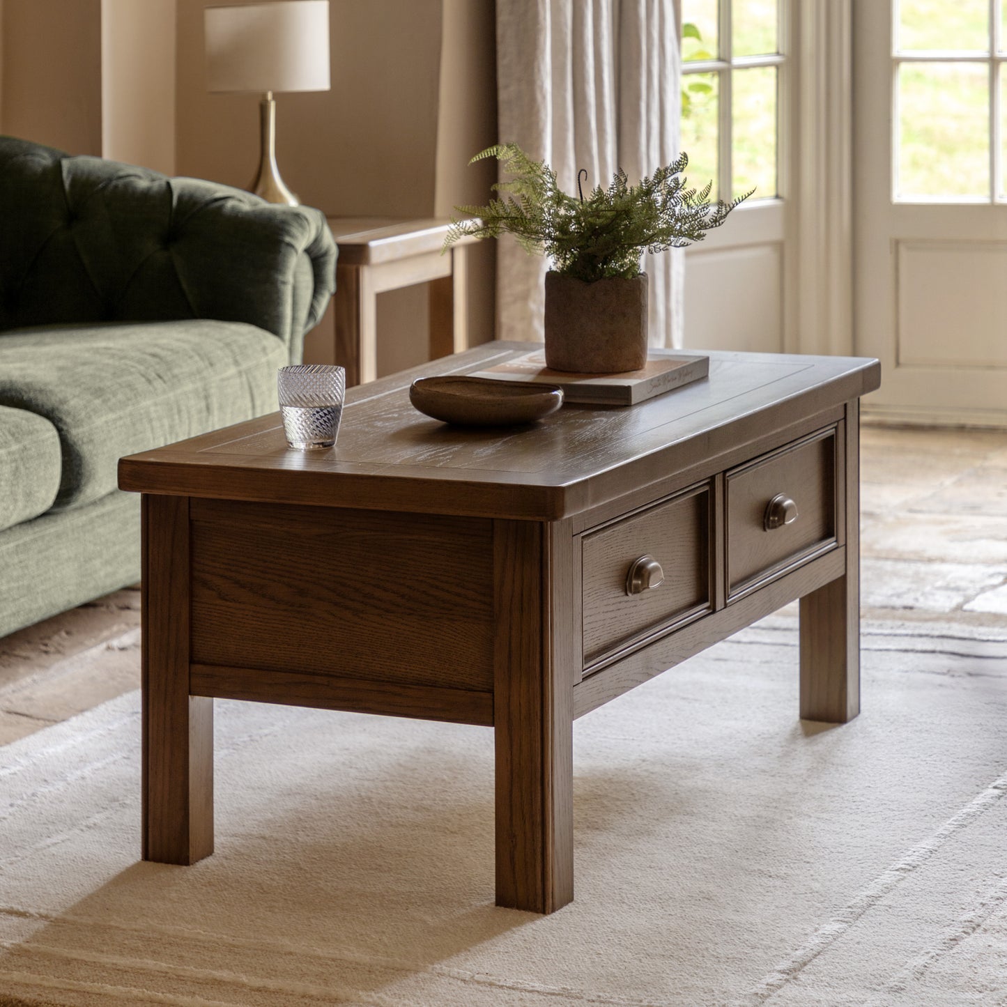 Hardwick 2 Drawer Coffee Table 1200x600x500mm – Light Wood