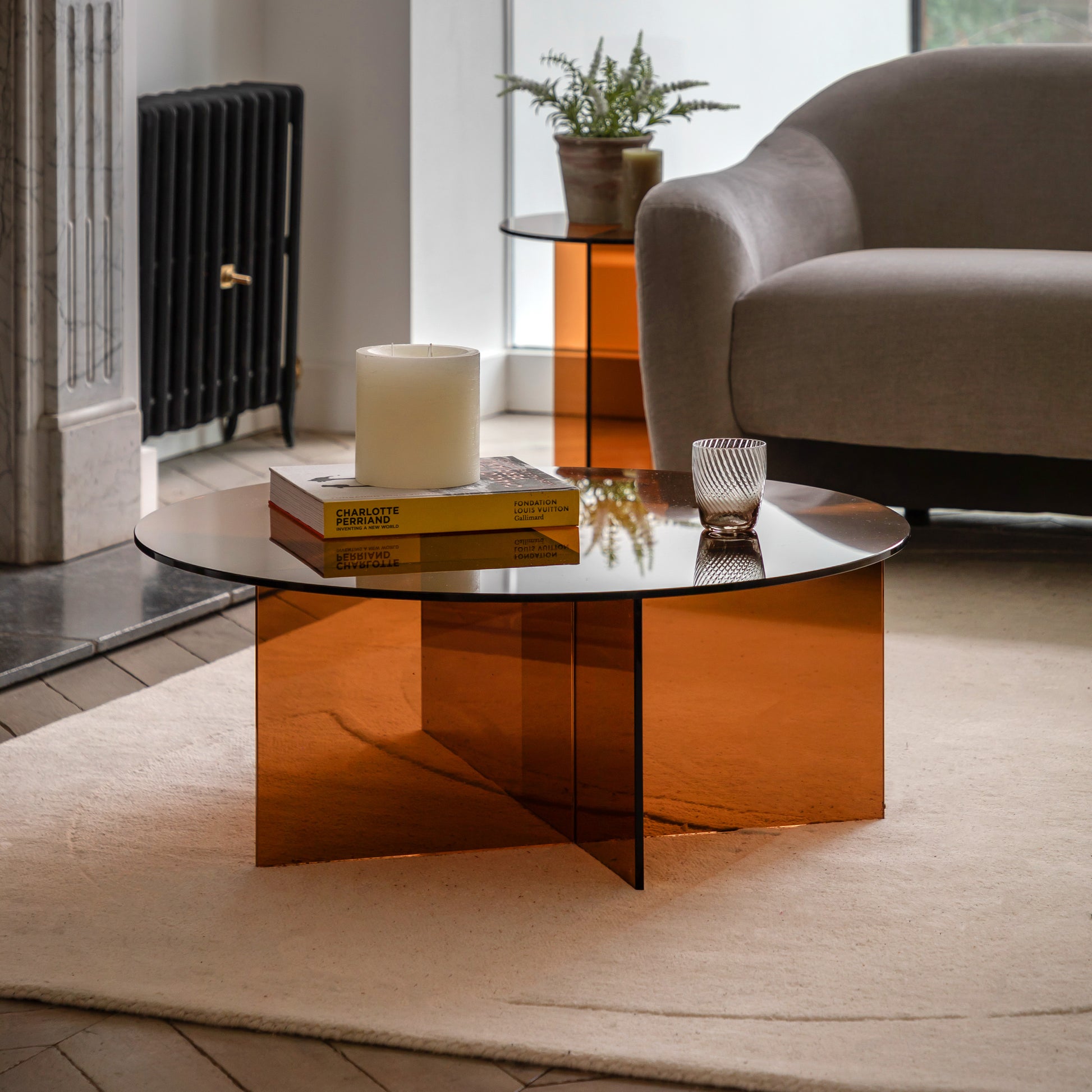 Parioli Glass Coffee Table Bronze 900x900x325mm – Brown