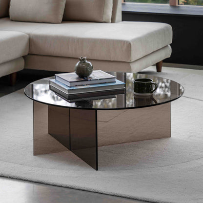 Parioli Glass Coffee Table Charcoal 900x900x325mm – Grey
