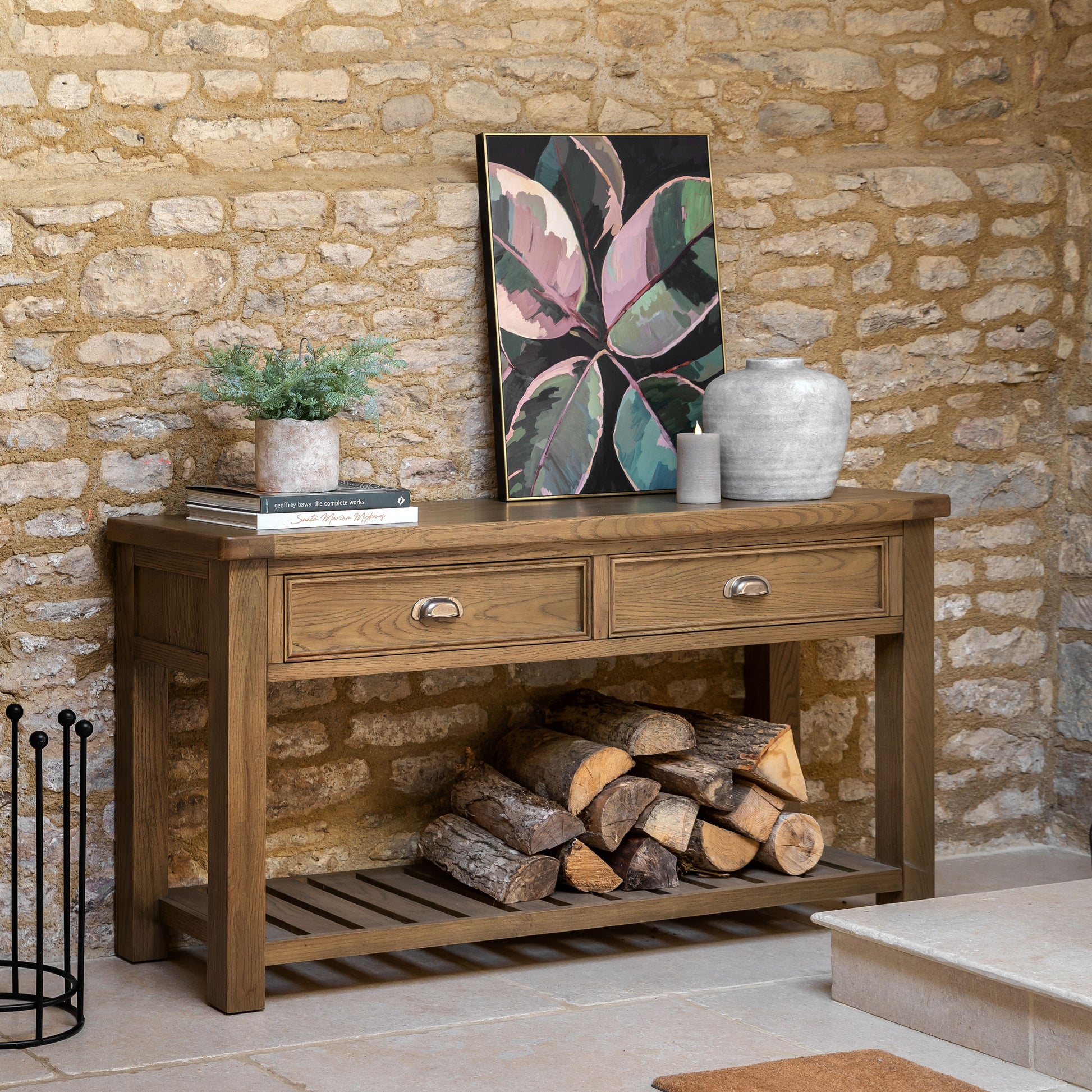 Hardwick 2 Drawer Console Table 1480x440x800mm – Light Wood