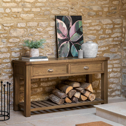 Hardwick 2 Drawer Console Table 1480x440x800mm – Light Wood