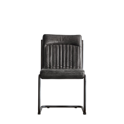 Capri Leather Chair Antique Ebony 520x660x880mm – Black