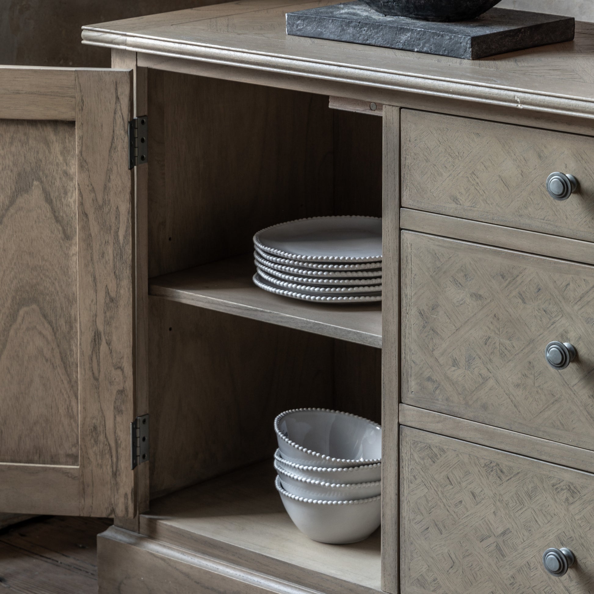 Rustique 2 Door 3 Drawer Sideboard 1500x450x800mm – Natural